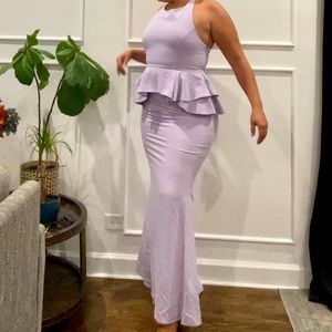 Lilac Peplum Halter Gown